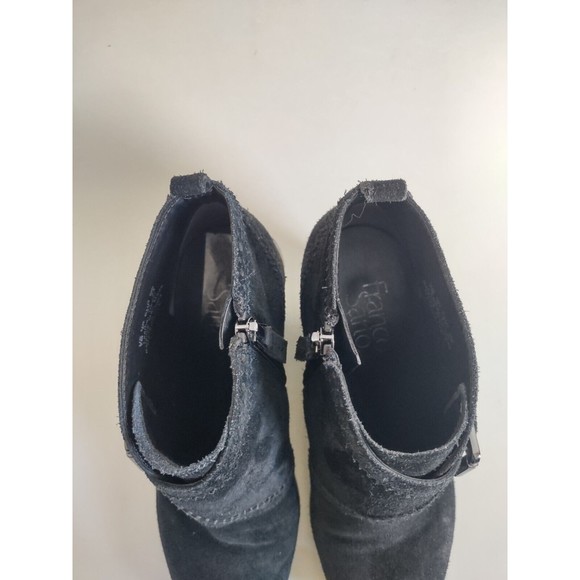 Franco Sarto Boot 7 M Arielle Wedge Buckle Monk Strap Ankle Bootie Black Leather - Picture 6 of 8